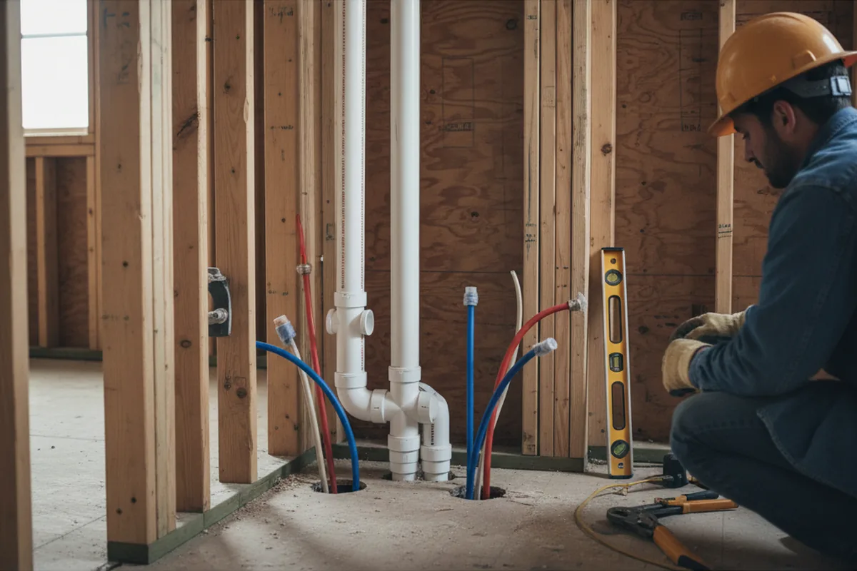Drain and supply rough-in during Garbage Disposal Repair in Godfrey