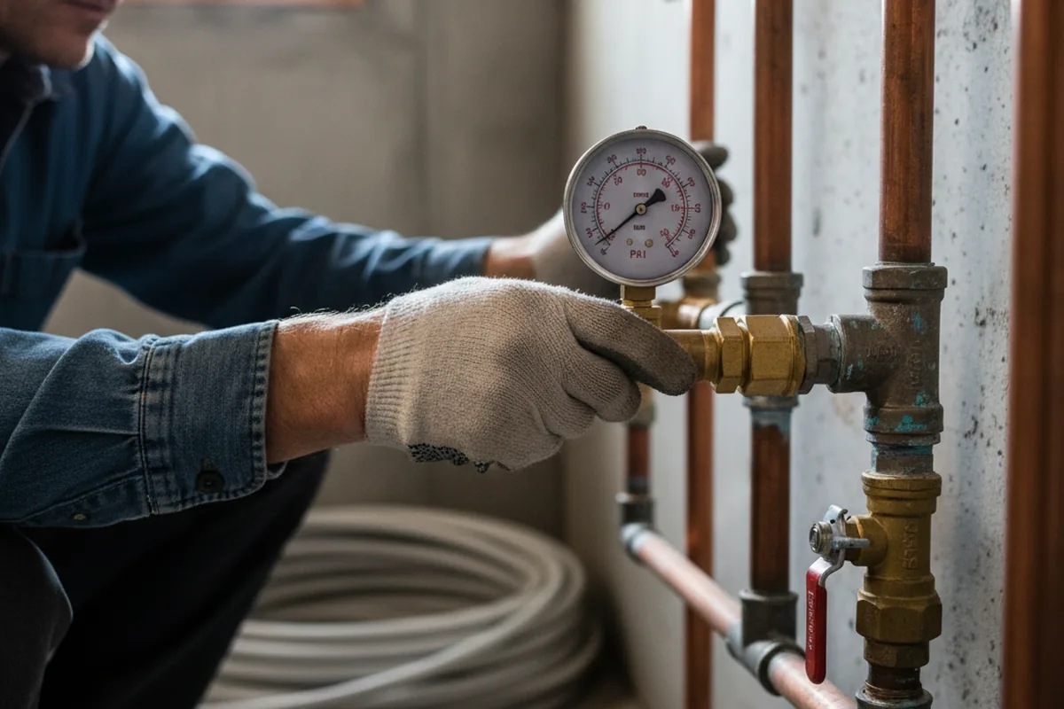 Pressure testing a repaired line during Water Line Repair in Godfrey